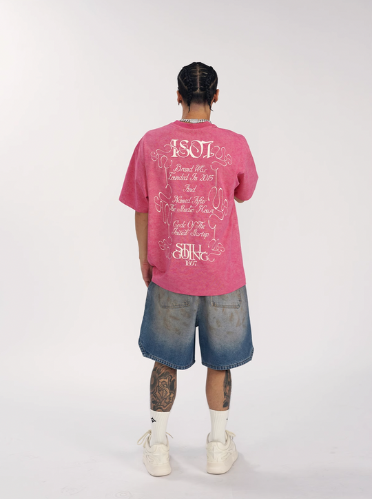 1807 Flower Font Print Washed Tee  | Face 3 Face