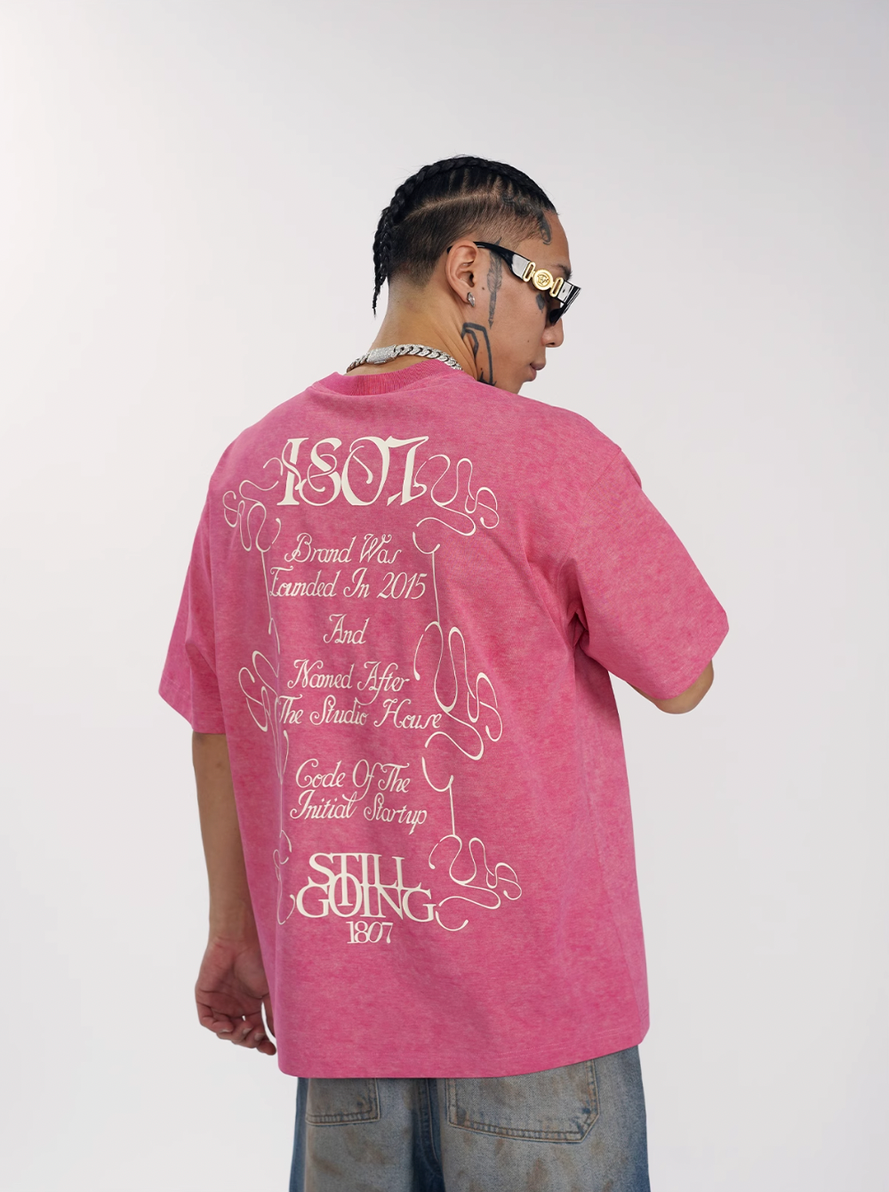 1807 Flower Font Print Washed Tee  | Face 3 Face