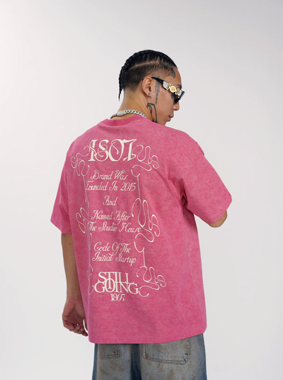 1807 Flower Font Print Washed Tee | Face 3 Face