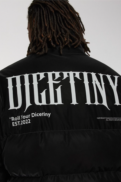 DICETINY Printed Logo Matte PU Leather Down Jacket | Face 3 Face