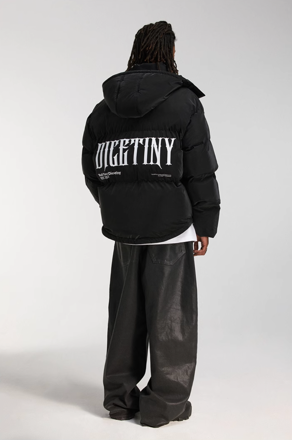 DICETINY Hooded Matte Logo Print Short Down Jacket | Face 3 Face