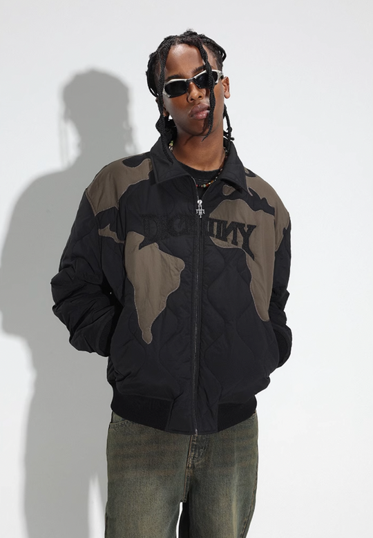 DICETINY Earth Embroidery Quilting Jacket | Face 3 Face