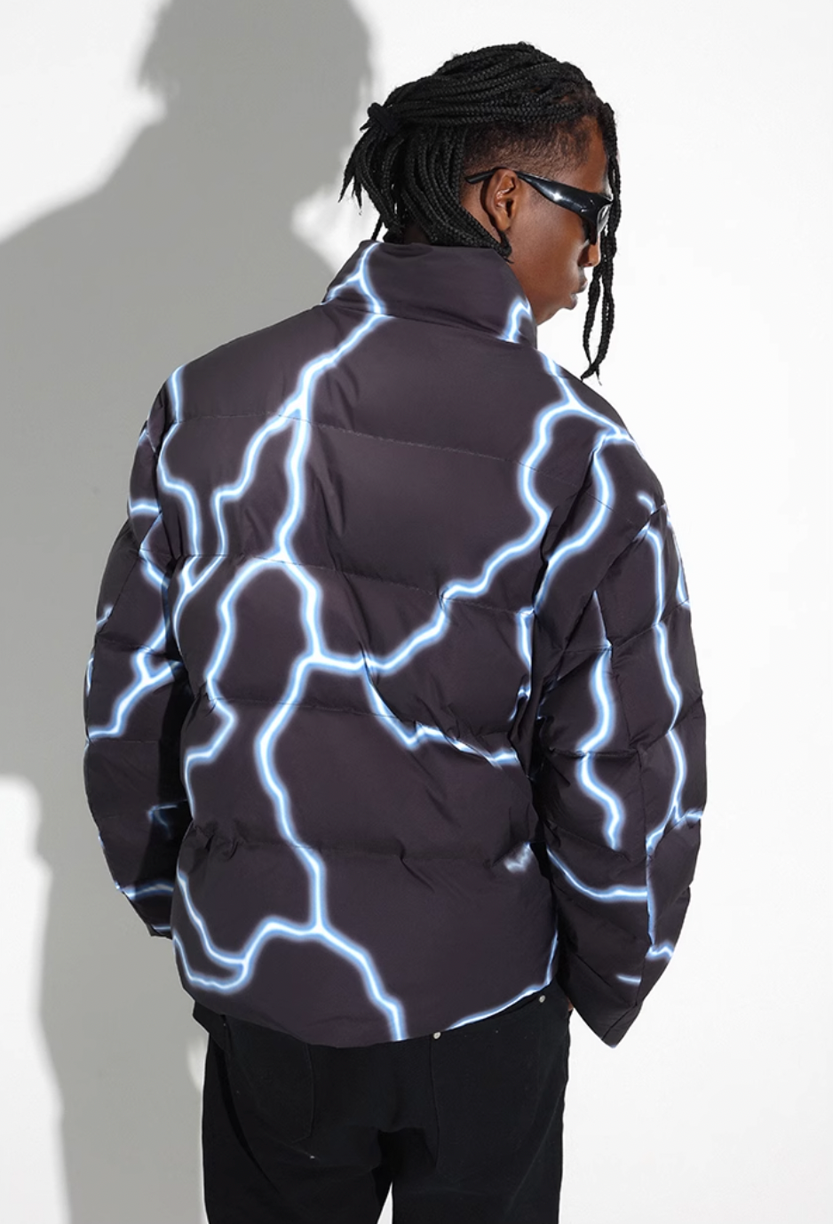 DICETINY Lightning Logo Printing Puffer Jacket | Face 3 Face