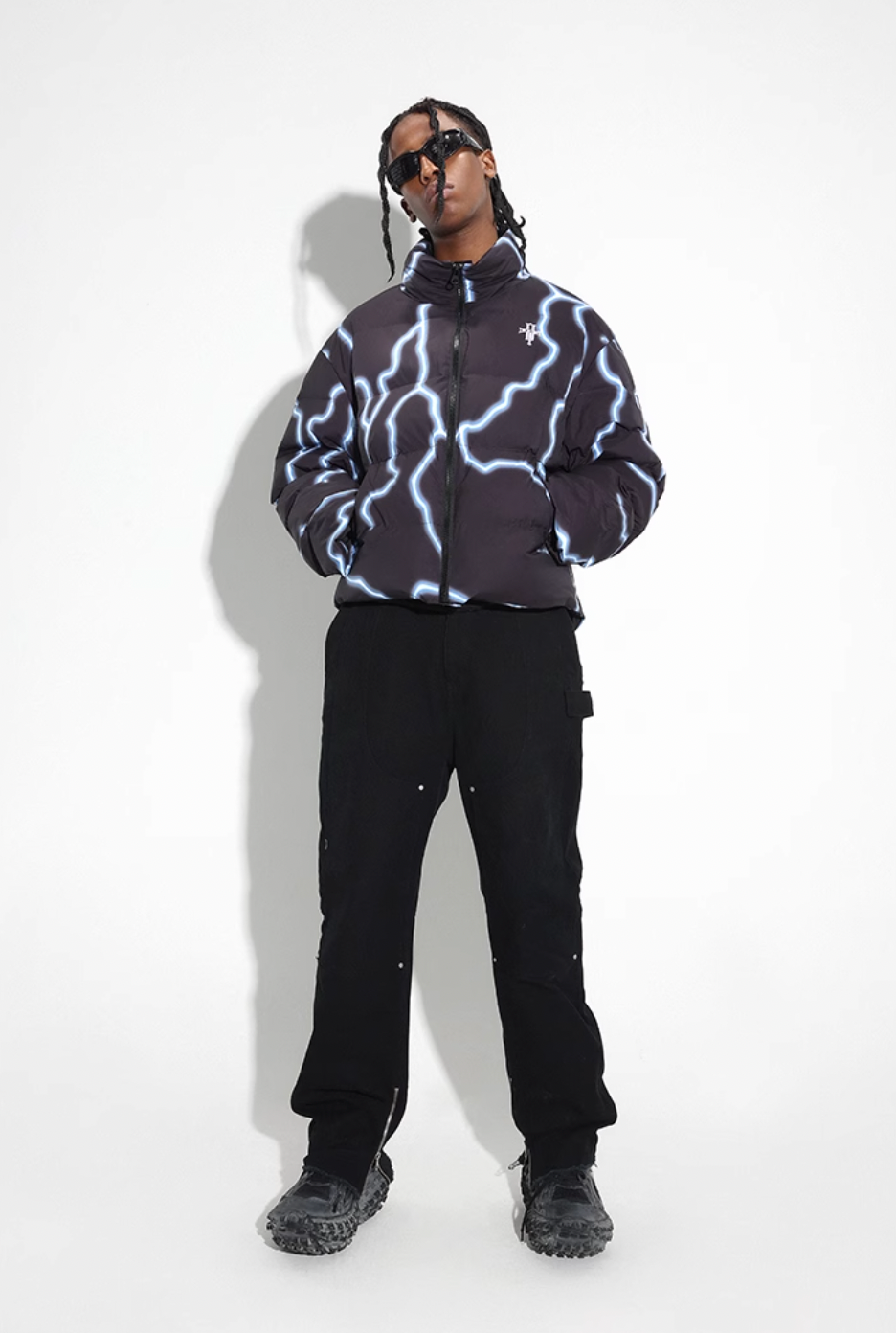 DICETINY Lightning Logo Printing Puffer Jacket | Face 3 Face