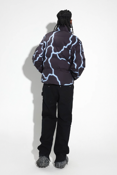 DICETINY Lightning Logo Printing Puffer Jacket | Face 3 Face