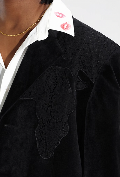 DICETINY Lace Map Logo Velvet Suit Jacket | Face 3 Face