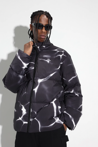 DICETINY Water Wave Pattern Down Jacket | Face 3 Face