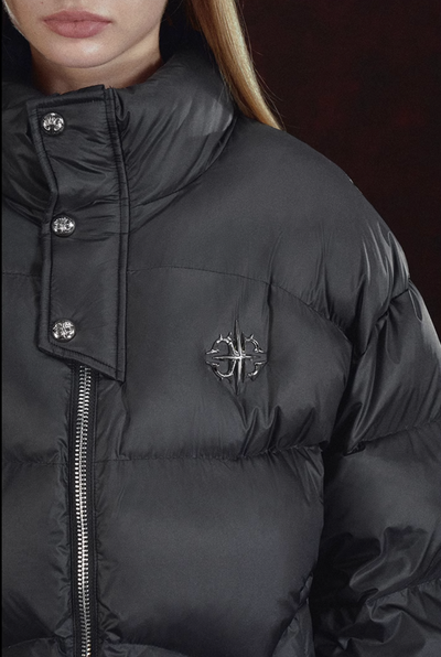 DICETINY Metal Logo Studs Down Jacket | Face 3 Face