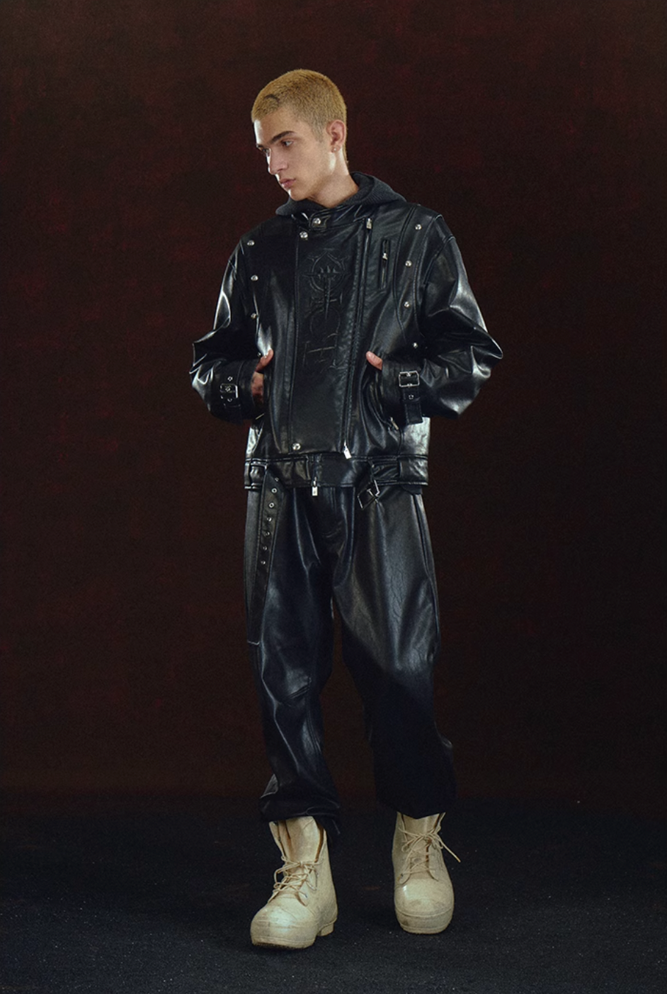 DICETINY Metal Studs 3D Logo Racing Leather Jacket | Face 3 Face