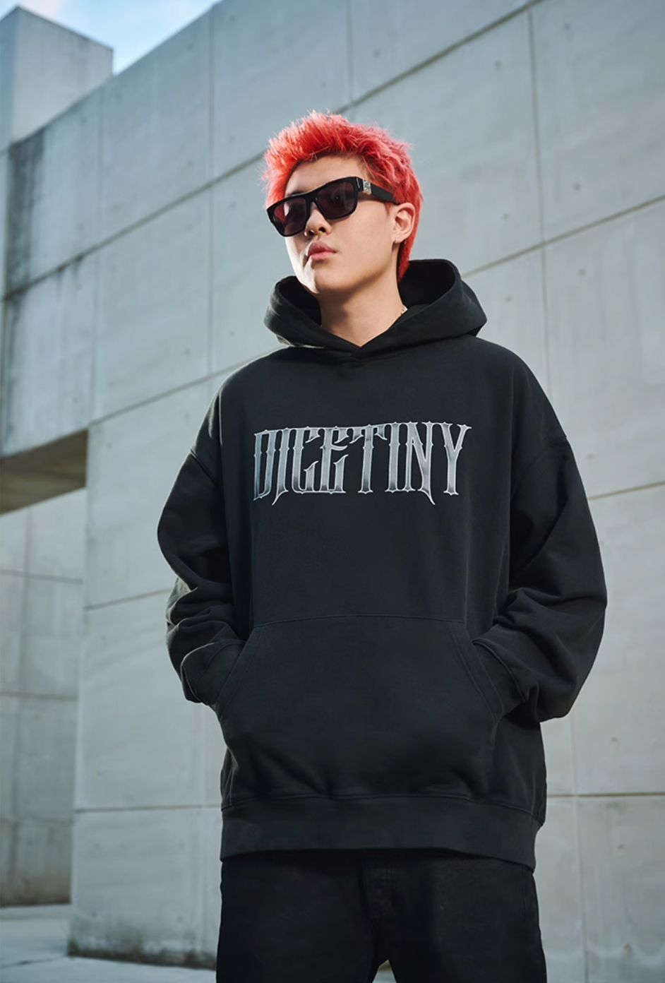 DICETINY Metal Font Logo Washed Hoodie | Face 3 Face