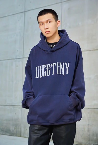 DICETINY Metal Font Logo Washed Hoodie | Face 3 Face