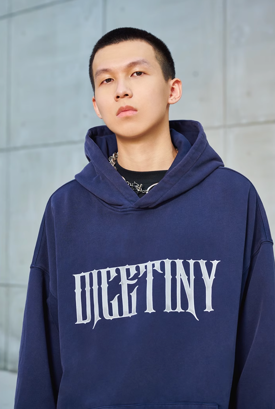 DICETINY Metal Font Logo Washed Hoodie | Face 3 Face