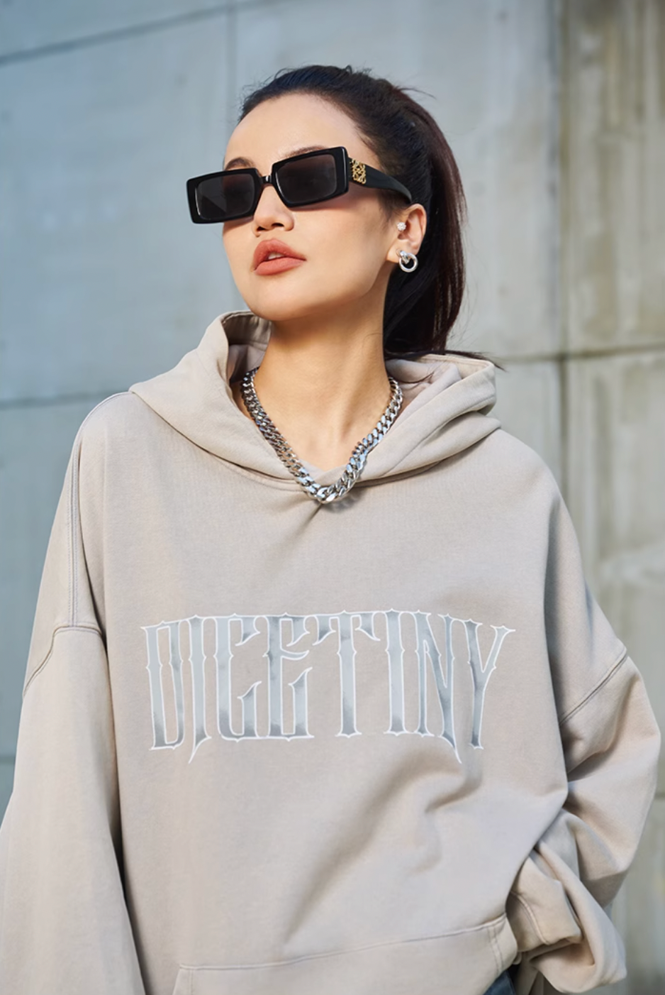 DICETINY Metal Font Logo Washed Hoodie | Face 3 Face