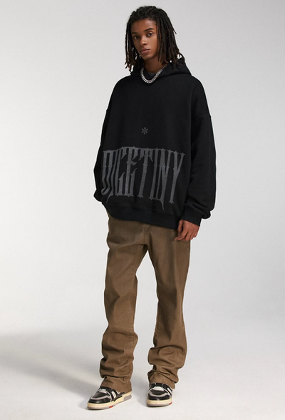 DICETINY Distressed Logo Printed Hoodie | Face 3 Face