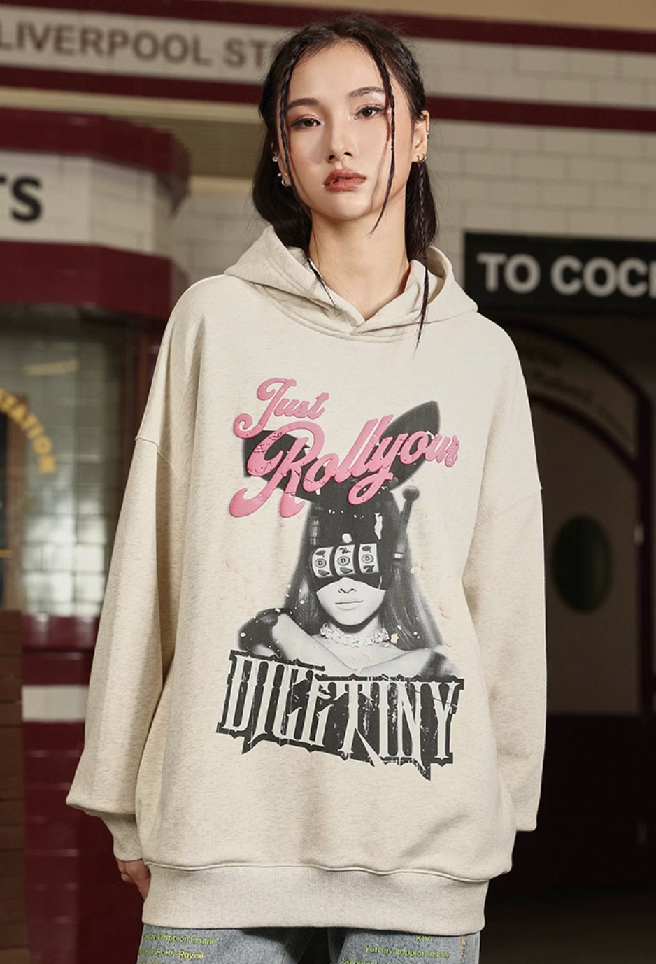 DICETINY Bunny Girl Slot Print Hoodie | Face 3 Face