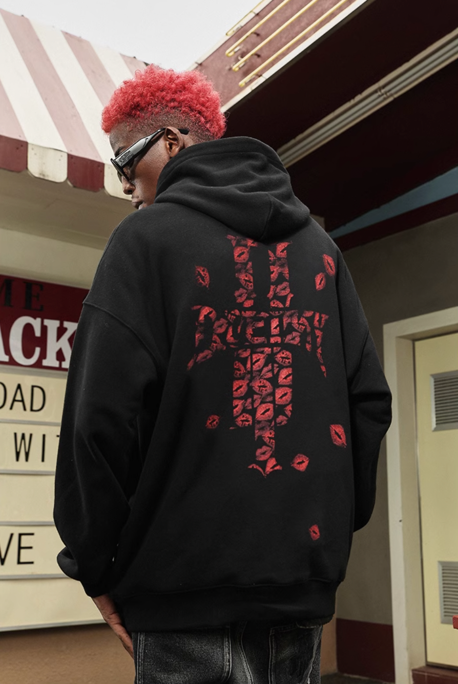 DICETINY Lipstick Logo Pattern Printed Hoodie | Face 3 Face