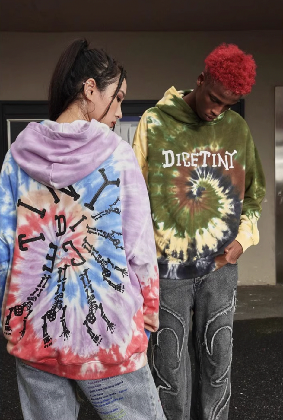 DICETINY Tie Dye Swirl Bone Print Hoodie | Face 3 Face
