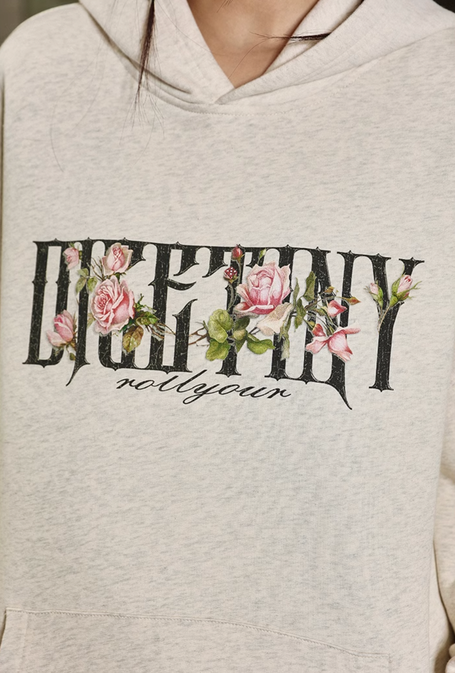 DICETINY Basic Logo Rose Floral Print Hoodie | Face 3 Face