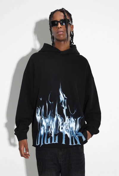 DICETINY Logo Flame Printed Hoodie | Face 3 Face