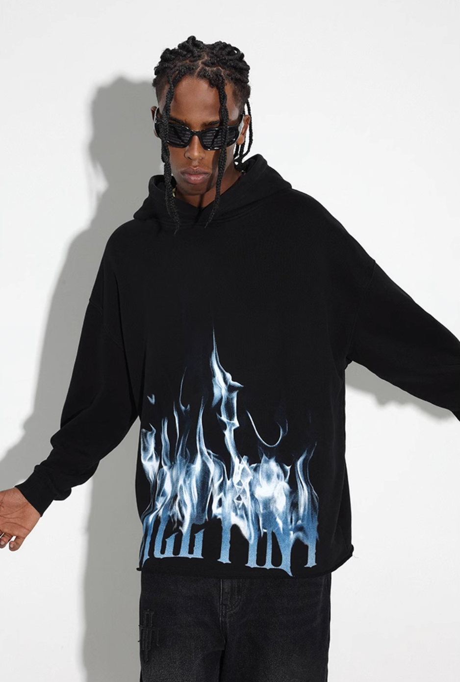 DICETINY Logo Flame Printed Hoodie | Face 3 Face