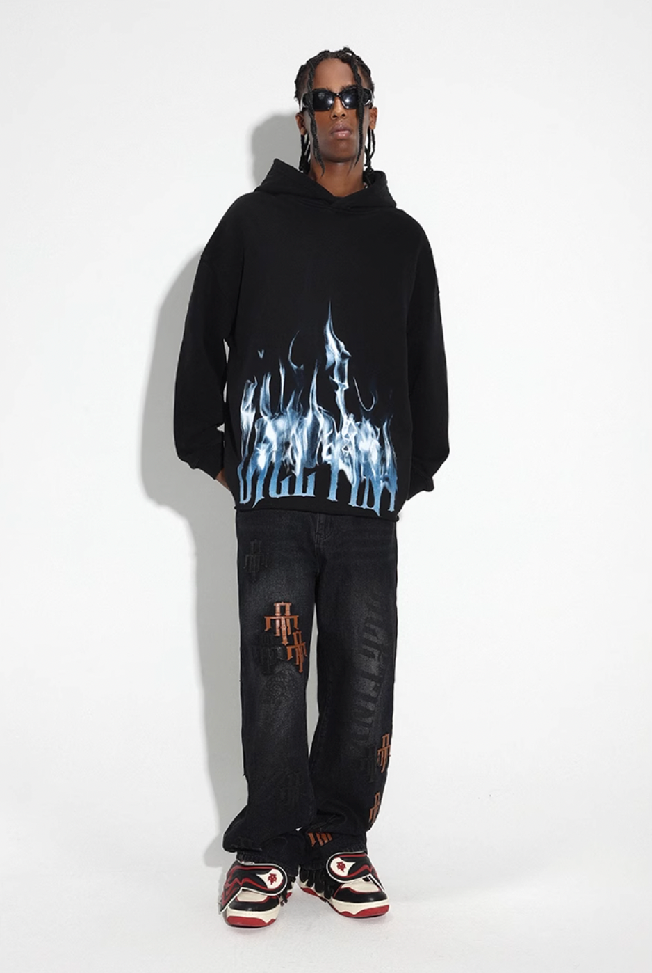 DICETINY Logo Flame Printed Hoodie | Face 3 Face