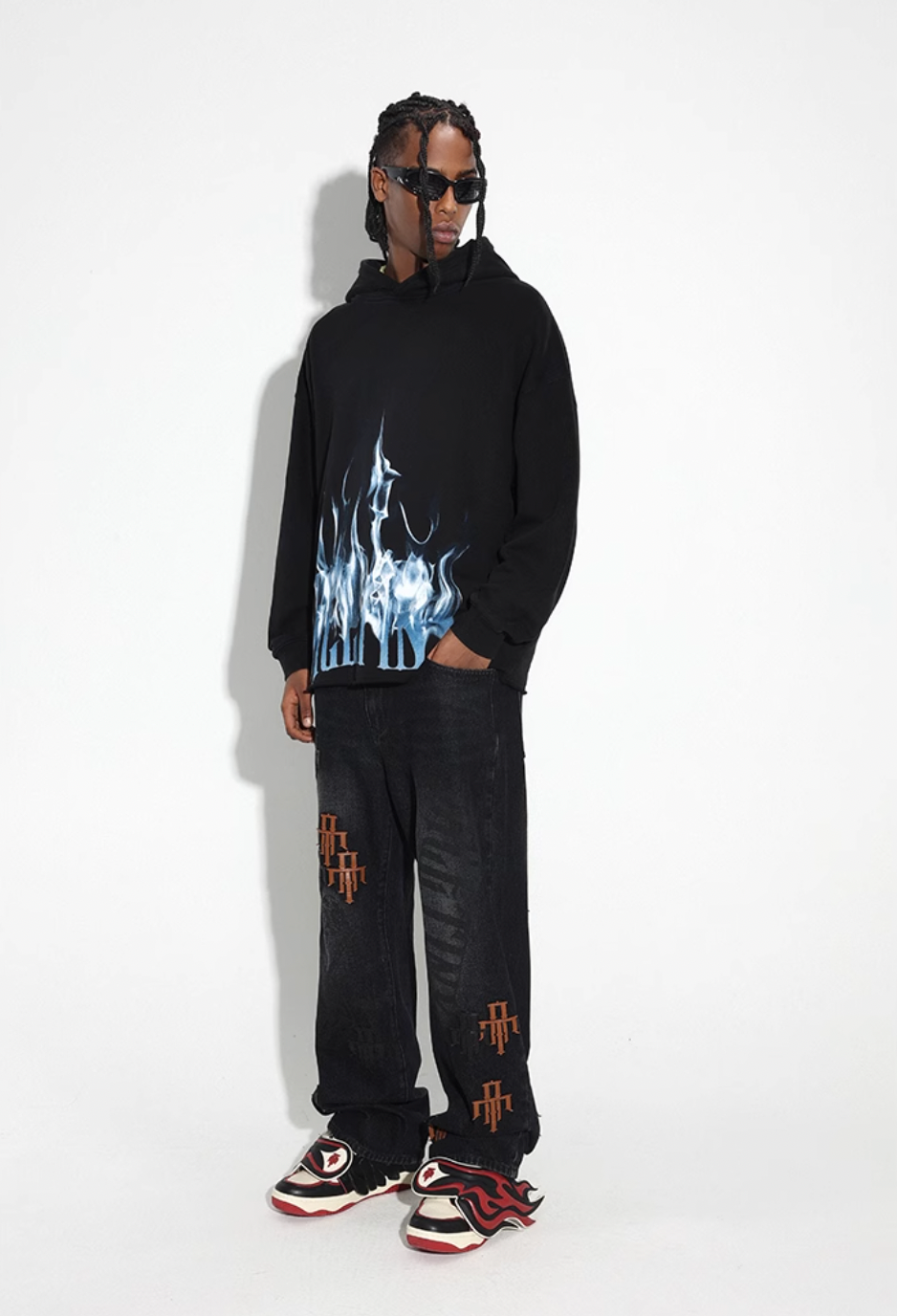 DICETINY Logo Flame Printed Hoodie | Face 3 Face