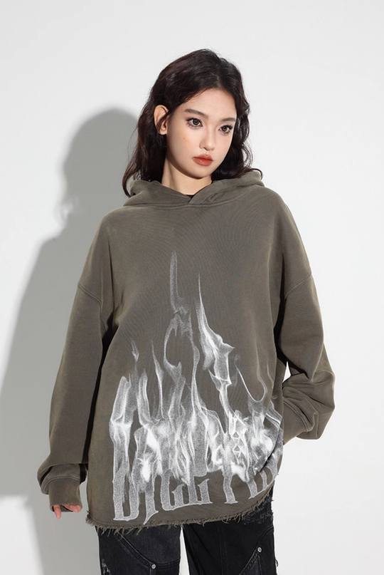 DICETINY Logo Flame Printed Hoodie | Face 3 Face