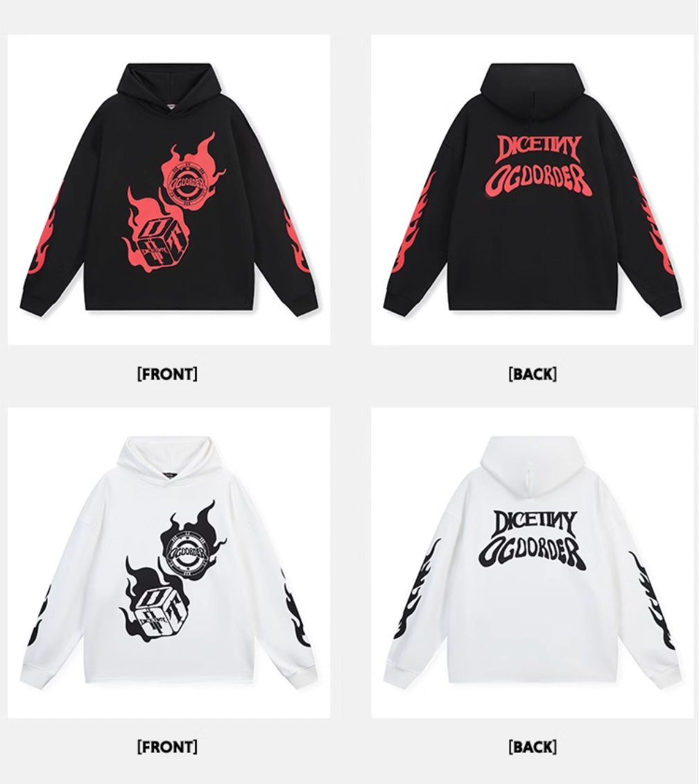 DICETINY x OLD ORDER Flame Dice Foam Printing Hoodie | Face 3 Face