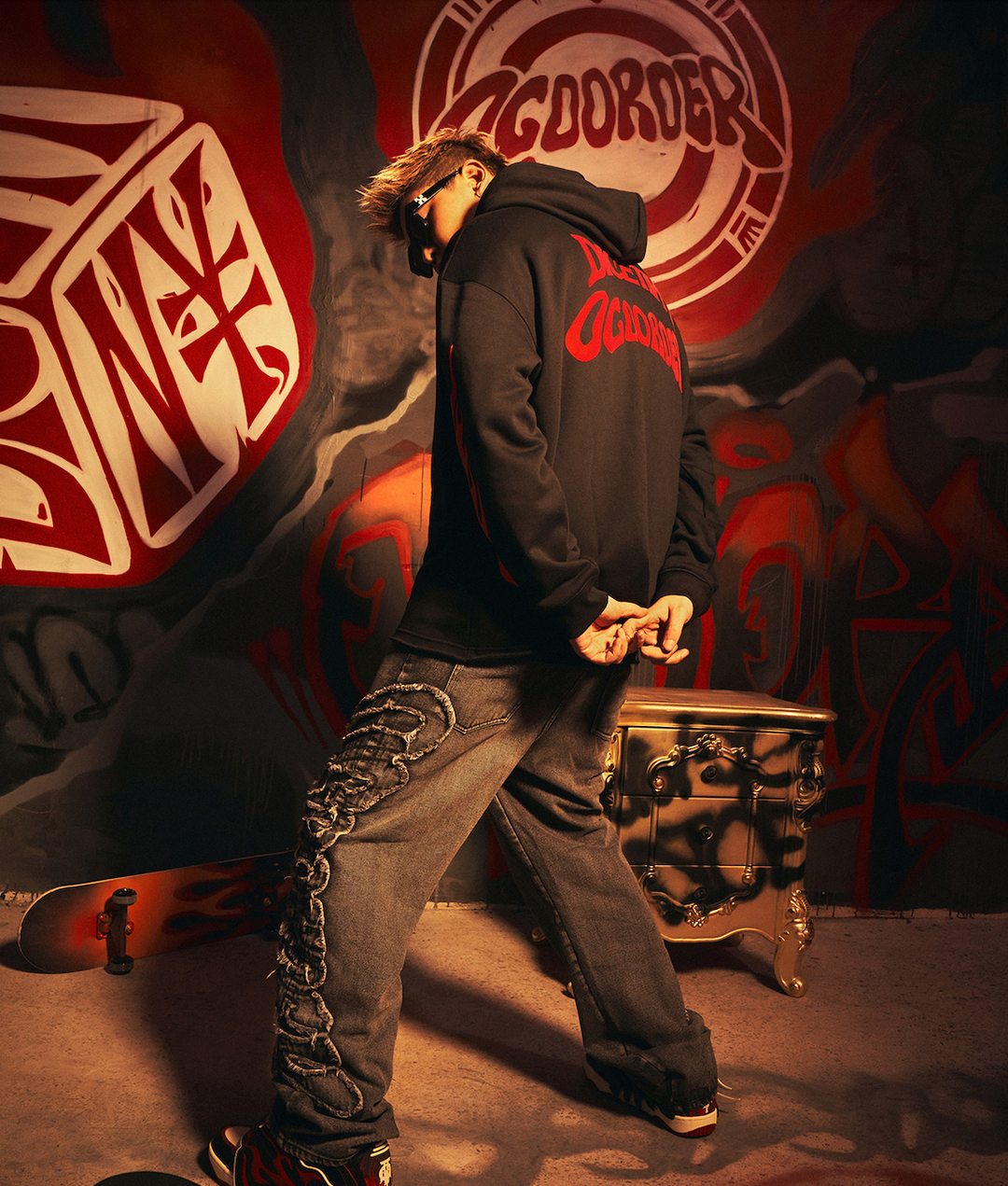 DICETINY x OLD ORDER Flame Dice Foam Printing Hoodie | Face 3 Face