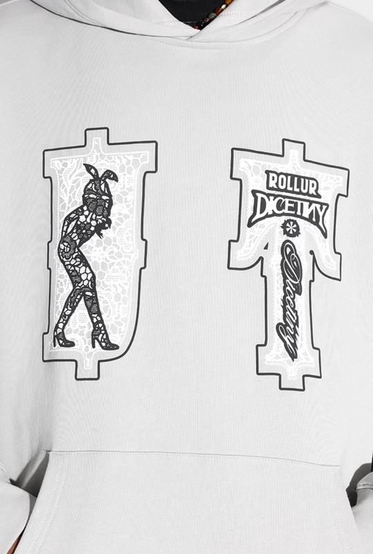 DICETINY Lace Bunny Girl Faux Embroidery Prints Hoodie | Face 3 Face