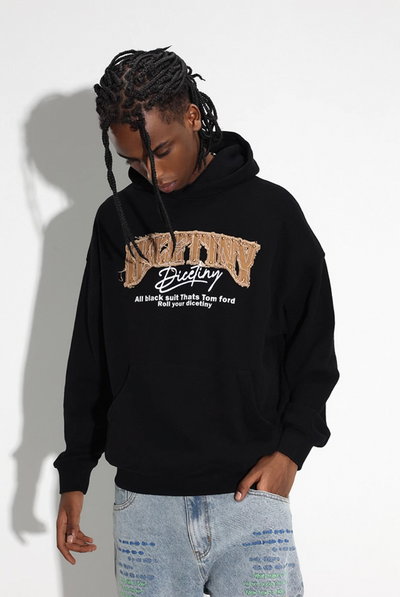 DICETINY Denim Patch Logo Studs Hoodie | Face 3 Face