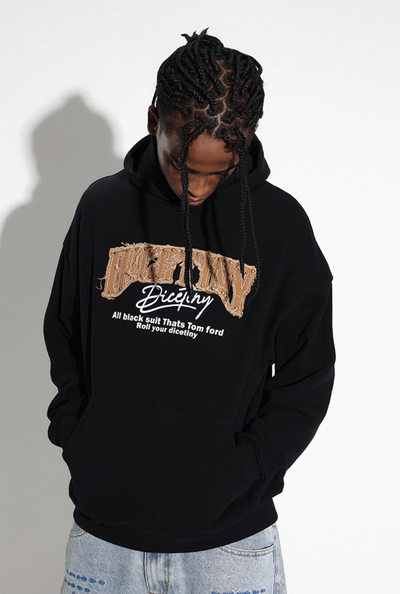 DICETINY Denim Patch Logo Studs Hoodie | Face 3 Face