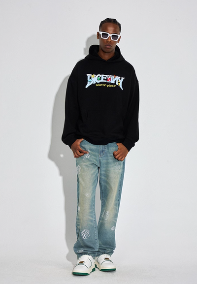 DICETINY Comics Logo 3D Embroidery Hoodie | Face 3 Face