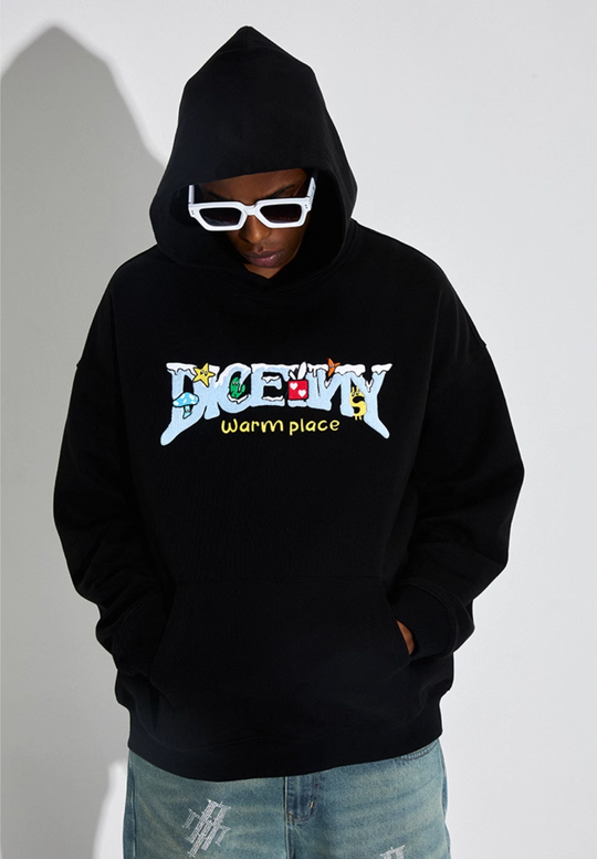 DICETINY Comics Logo 3D Embroidery Hoodie | Face 3 Face