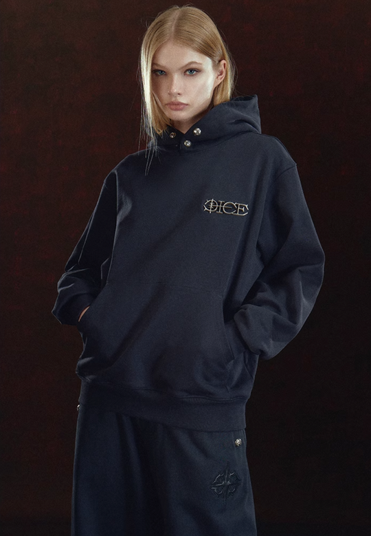 DICETINY Metal Logo & Button Hoodie | Face 3 Face