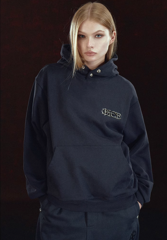 DICETINY Metal Logo & Button Hoodie | Face 3 Face