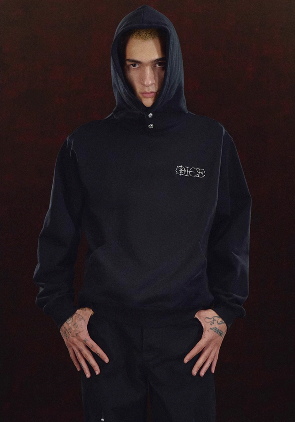 DICETINY Metal Logo & Button Hoodie | Face 3 Face