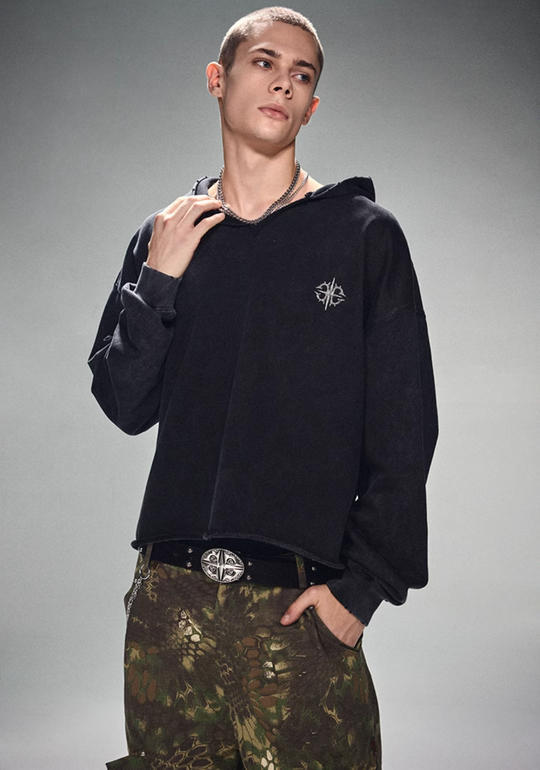 DICETINY Metal Wire Logo Cut Off Hoodie | Face 3 Face