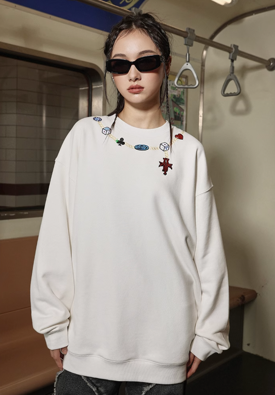 DICETINY Dice Chain Embroidered Sweatshirt | Face 3 Face