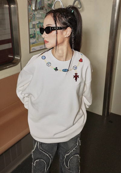 DICETINY Dice Chain Embroidered Sweatshirt | Face 3 Face