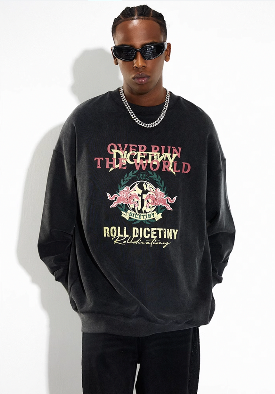 DICETINY Spoof Logo Print Washed Sweatshirt | Face 3 Face