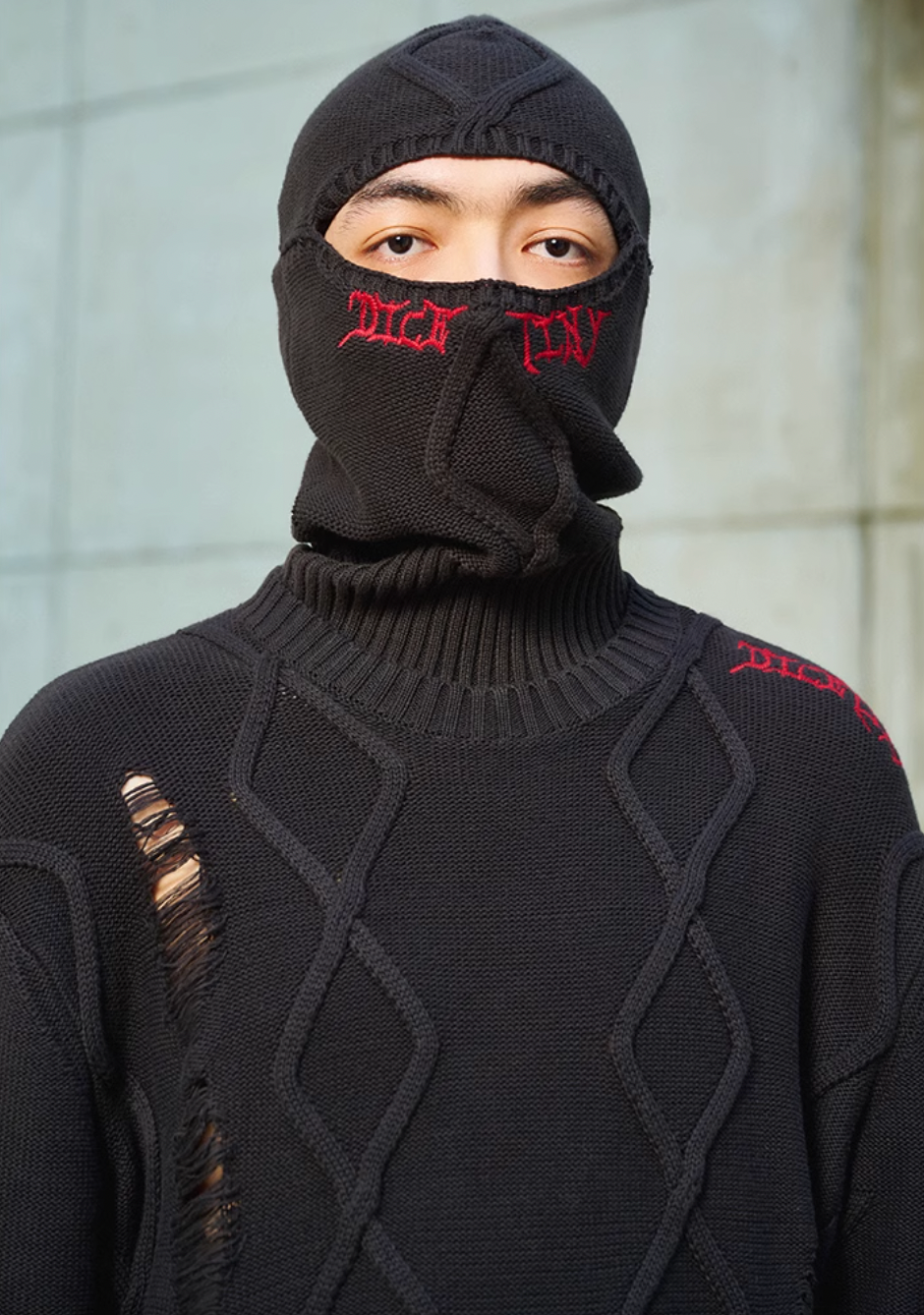 DICETINY Destruction Logo Embroidered Knit Sweater | Face 3 Face