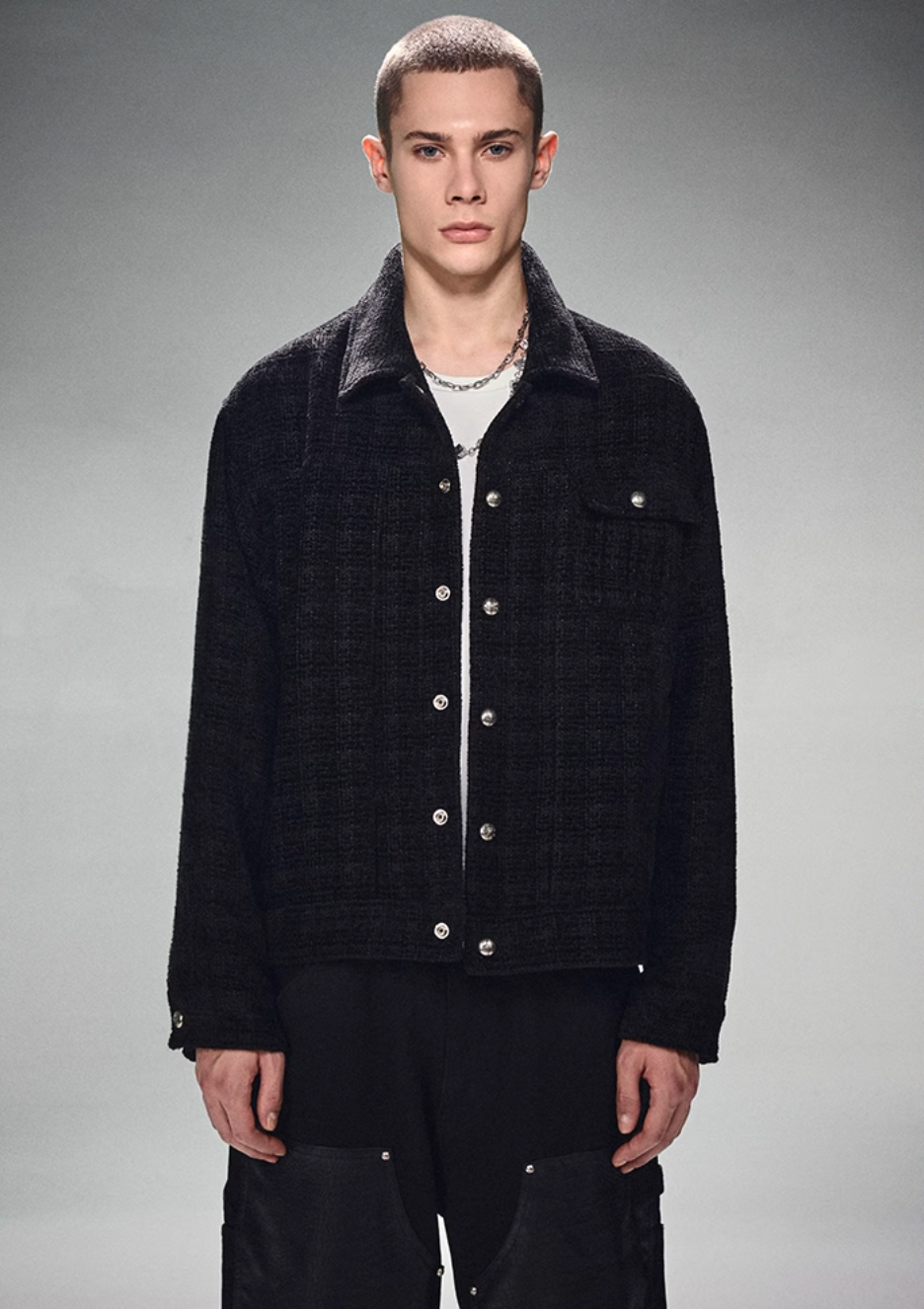 DICETINY Metal Button Short Jacket | Face 3 Face