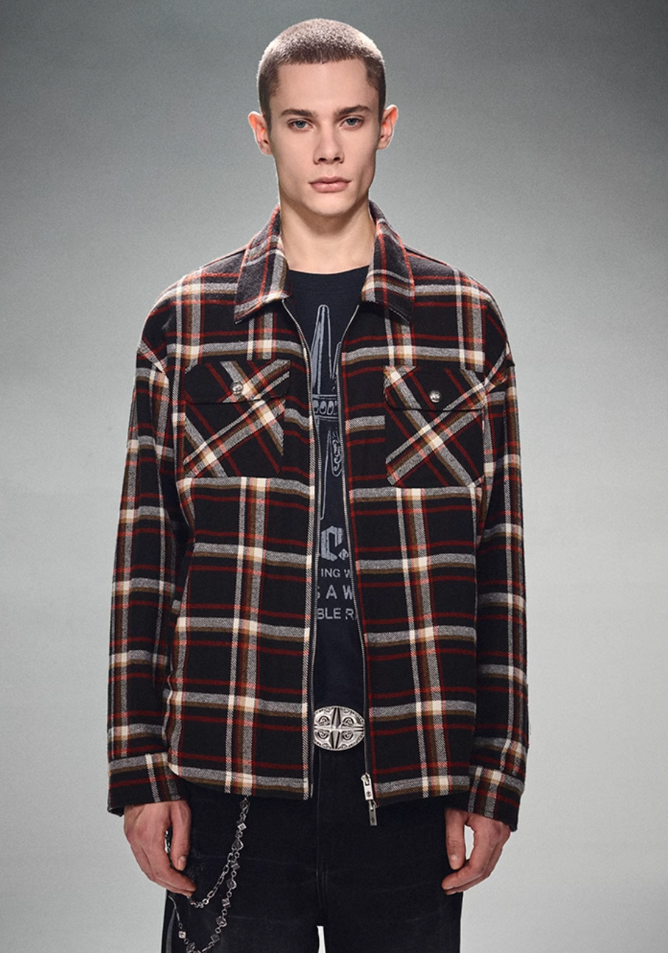 DICETINY Plaid Double Zip Shirt Jacket | Face 3 Face