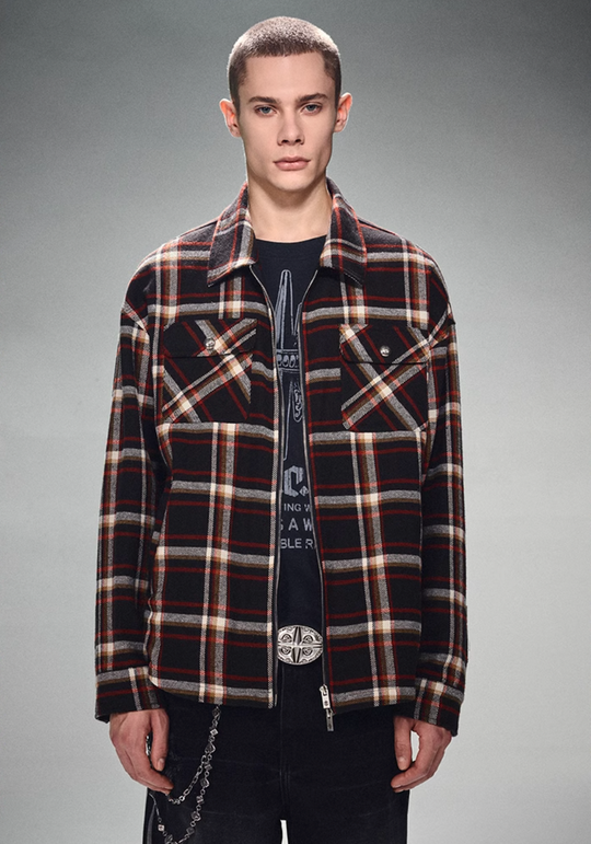 DICETINY Plaid Double Zip Shirt Jacket | Face 3 Face