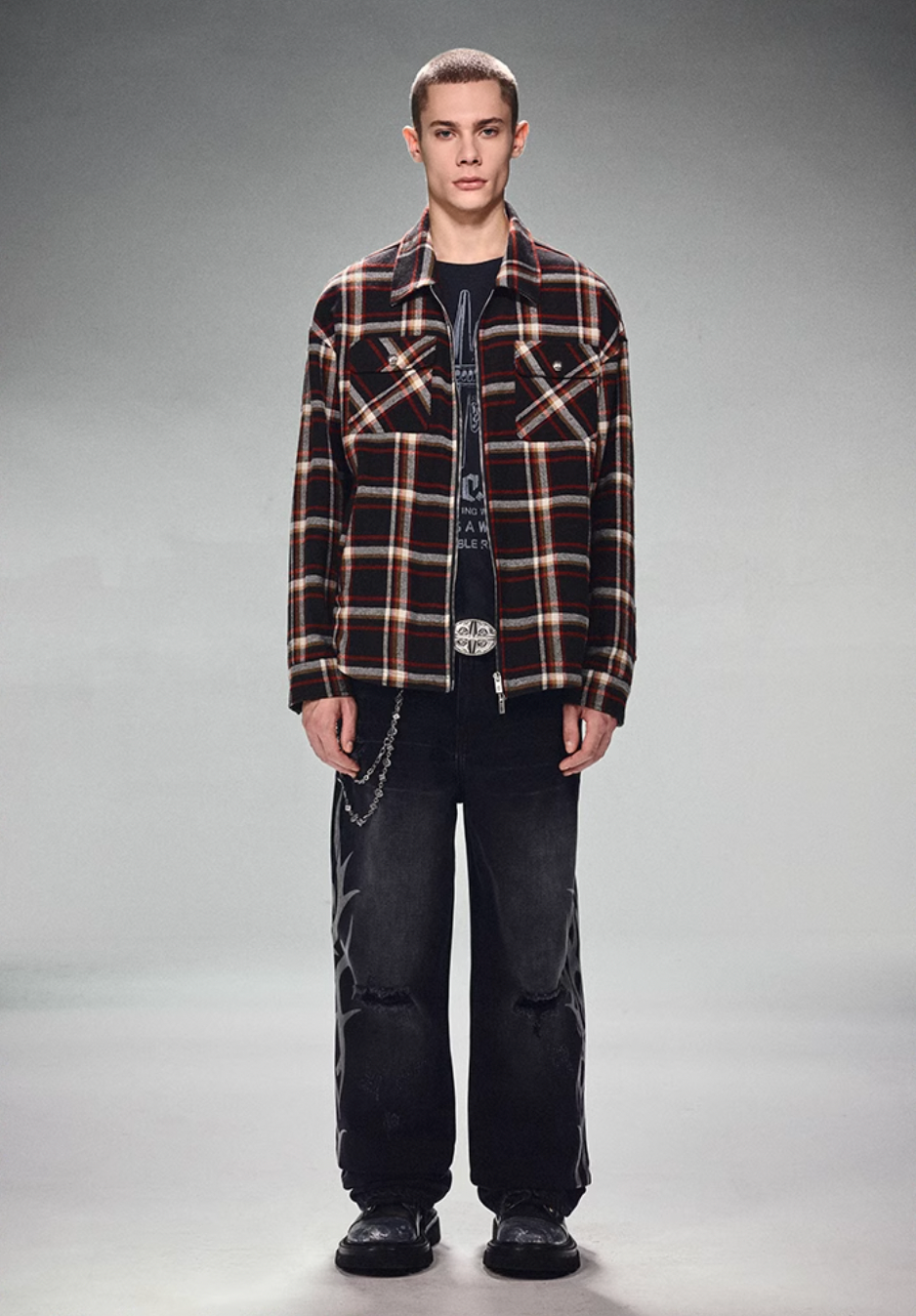 DICETINY Plaid Double Zip Shirt Jacket | Face 3 Face