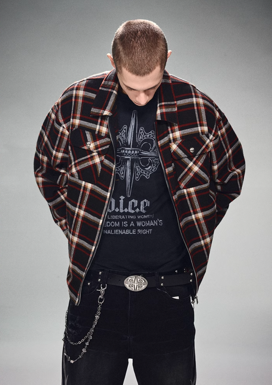 DICETINY Plaid Double Zip Shirt Jacket | Face 3 Face