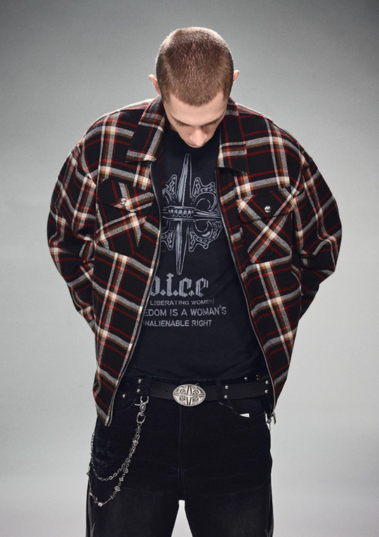 DICETINY Plaid Double Zip Shirt Jacket | Face 3 Face