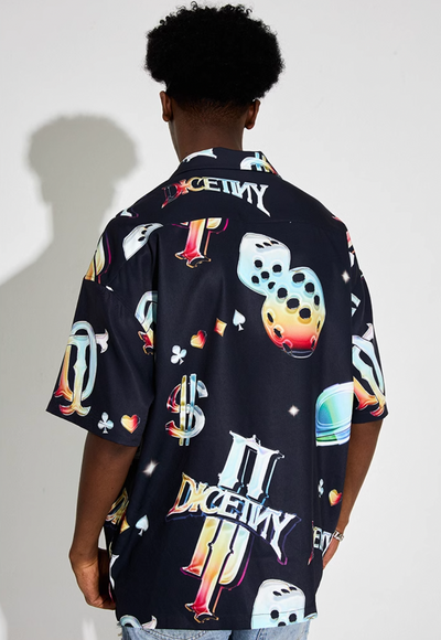 DICETINY Dice Logo Full Print Short Sleeved Cuban Shirt | Face 3 Face