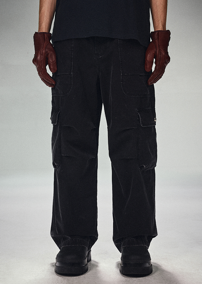 DICETINY Double Pleated Washed Baggy Cargo Pants | Face 3 Face